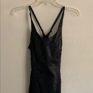 Sleeveless Long Beaded Black Formal